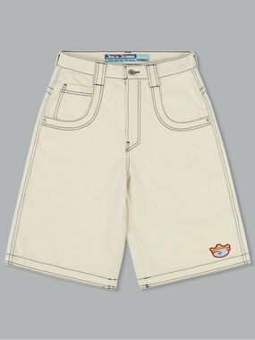 JNCO Cream Jean Shorts with Logo